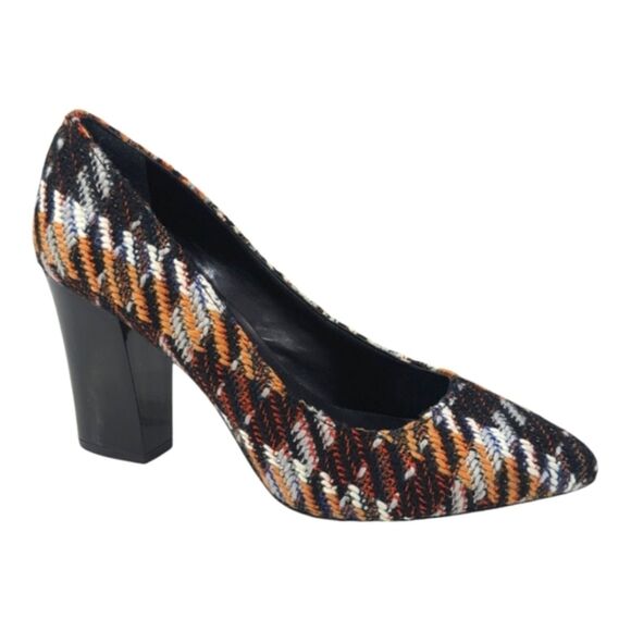 Antonio Melani Multicolor Tapestry Tweed Pumps Shoes Pointed Toe Block Heel 10M - Picture 1 of 11